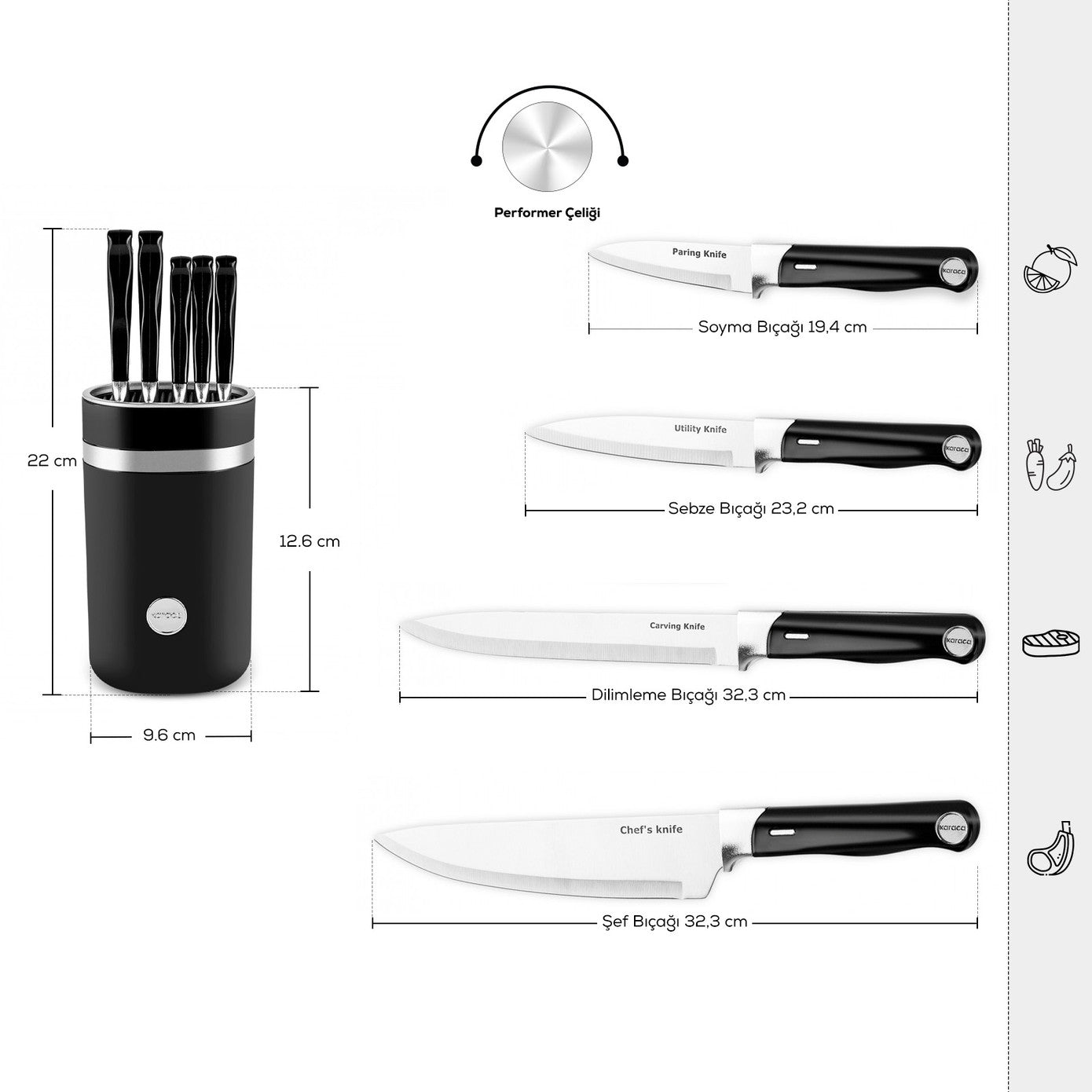 Mastermaid 6 Piece Knife Set Black