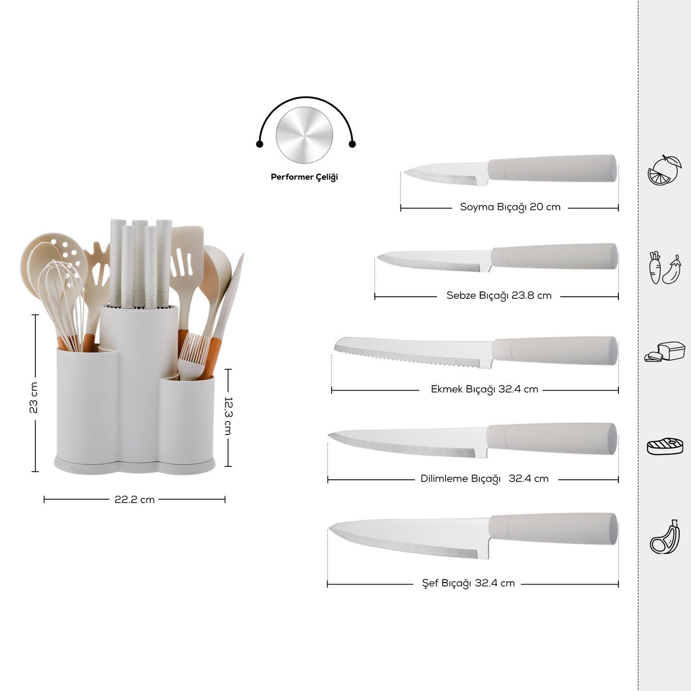 Burby 14 Piece Knife Set Cream