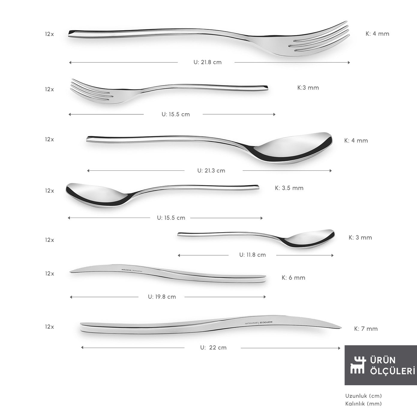 316+ Elegance Dora Platinum 12 Person 84 Piece Cutlery Set