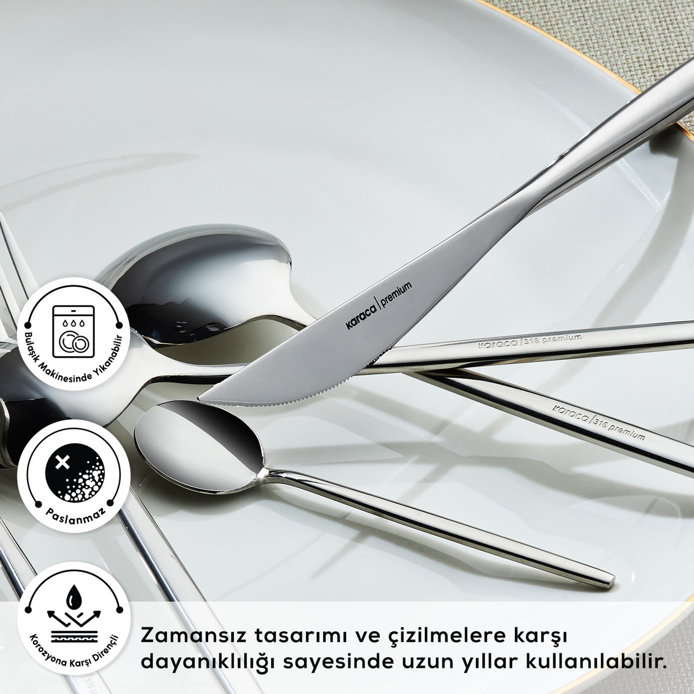 316 Premium Mild Platinum 12 Person 84 Piece Cutlery Set