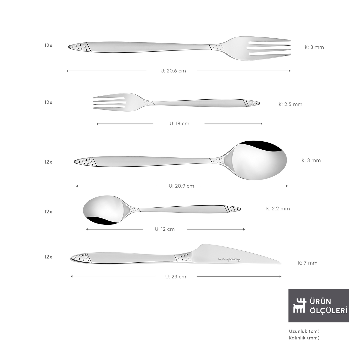 Elegance Holey Platinum 12 Person 84 Piece Cutlery Set
