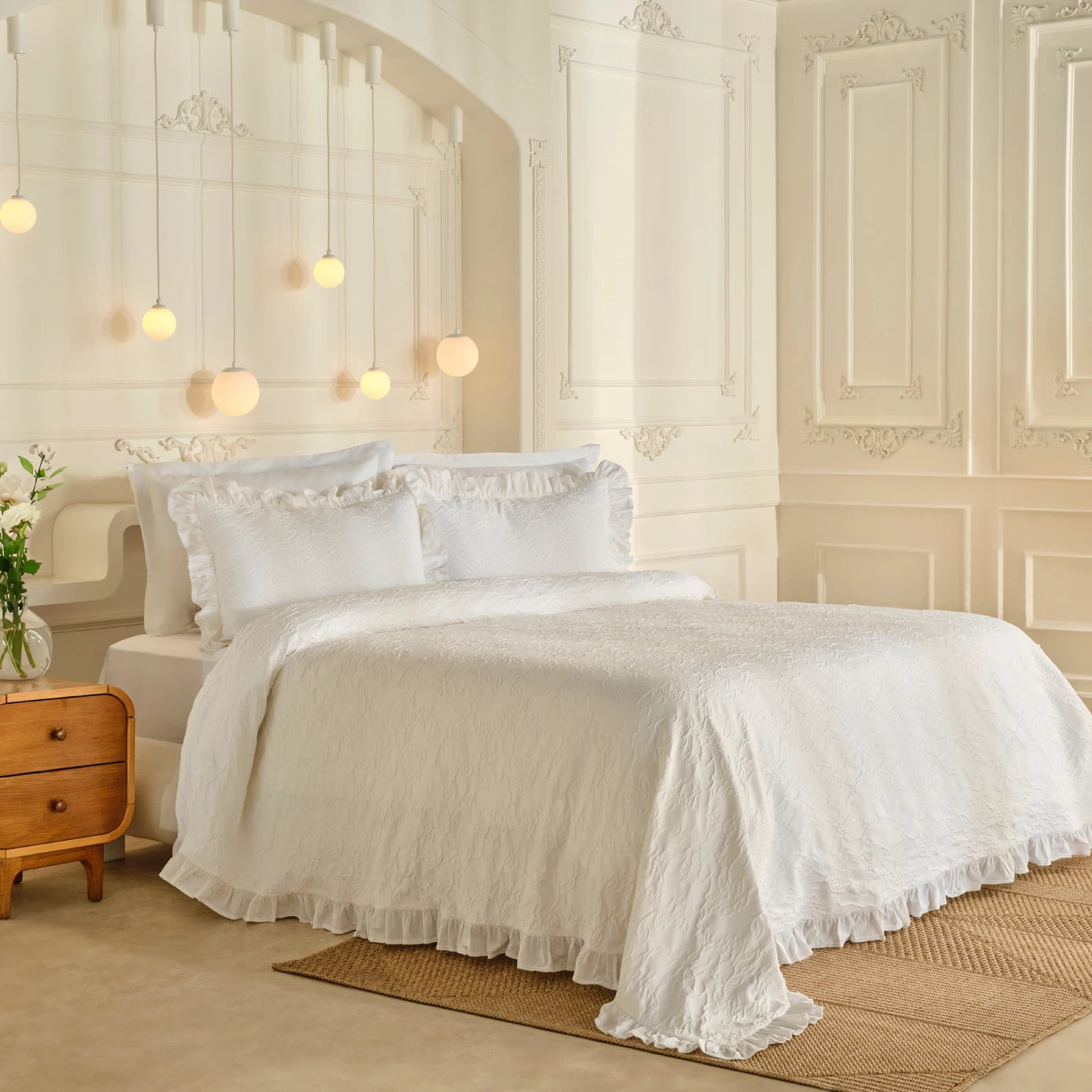 White Collection Tyra 100% Cotton Double Bedspread White