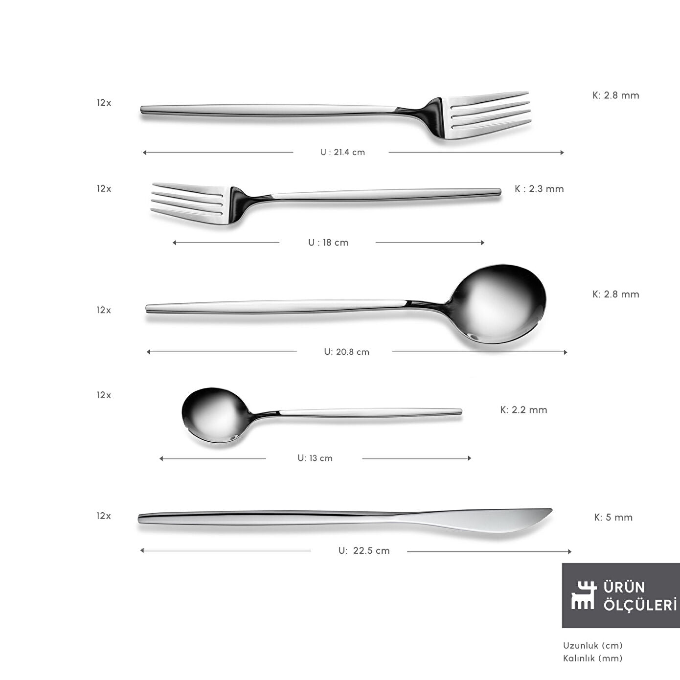 Orion Platinum 30 Piece Cutlery Set for 6 People