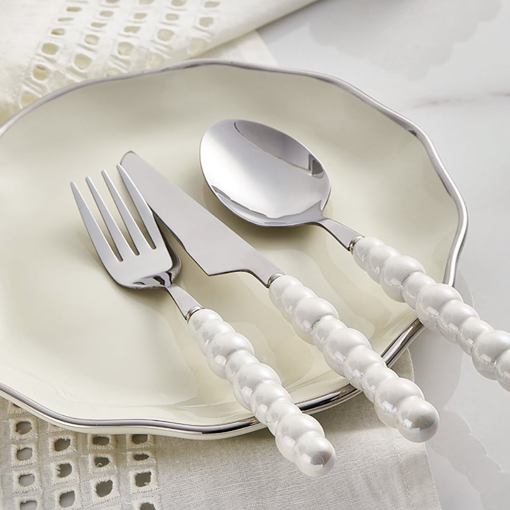 Modern White Pearl Cutlery Set