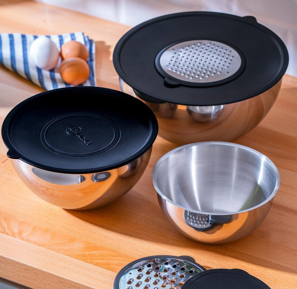 Karat Steel 9 Piece Grater Mixing Bowl - 16/20/24 cm