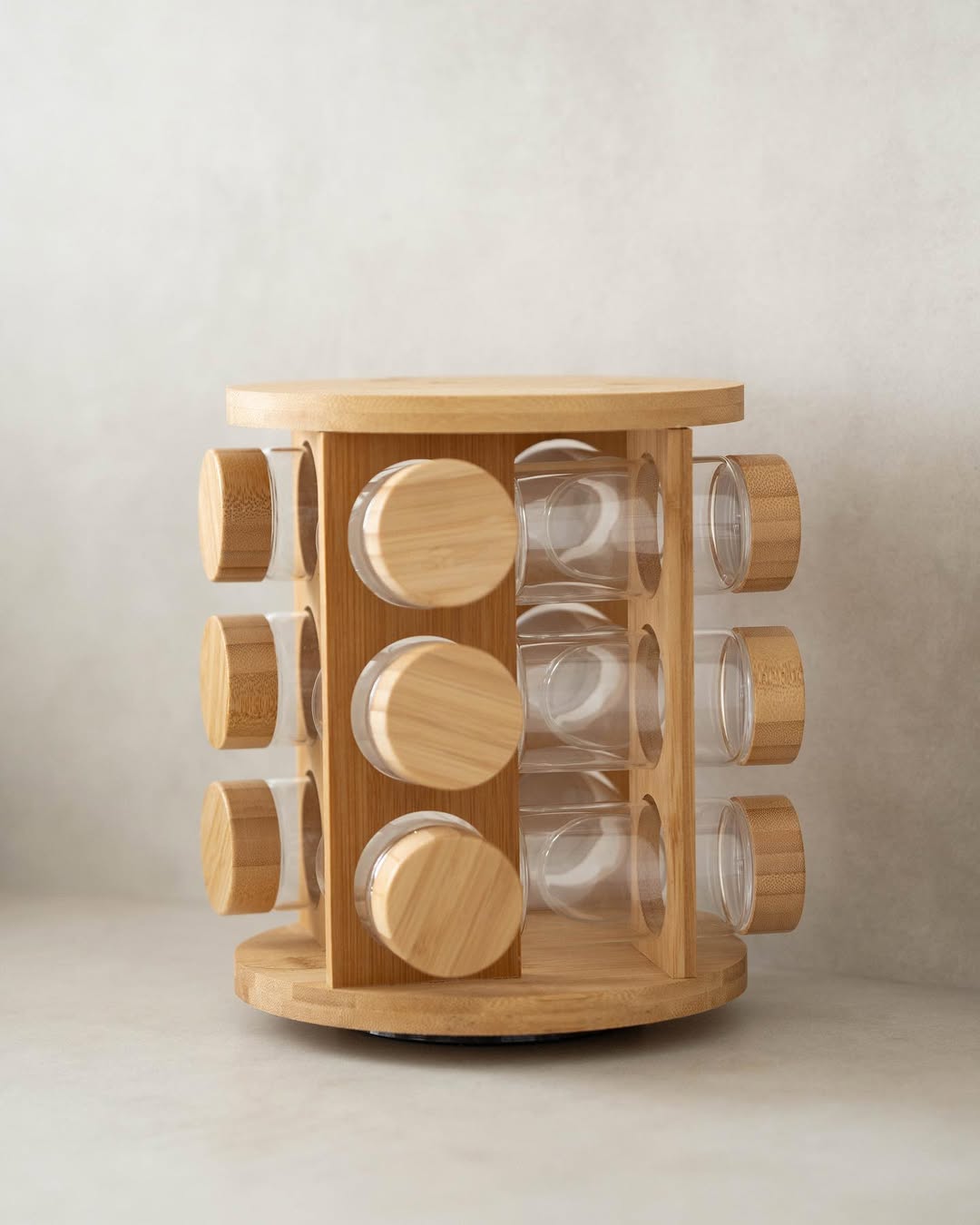 Set of 12 Spice Jars with Bamboo Rotating Stand