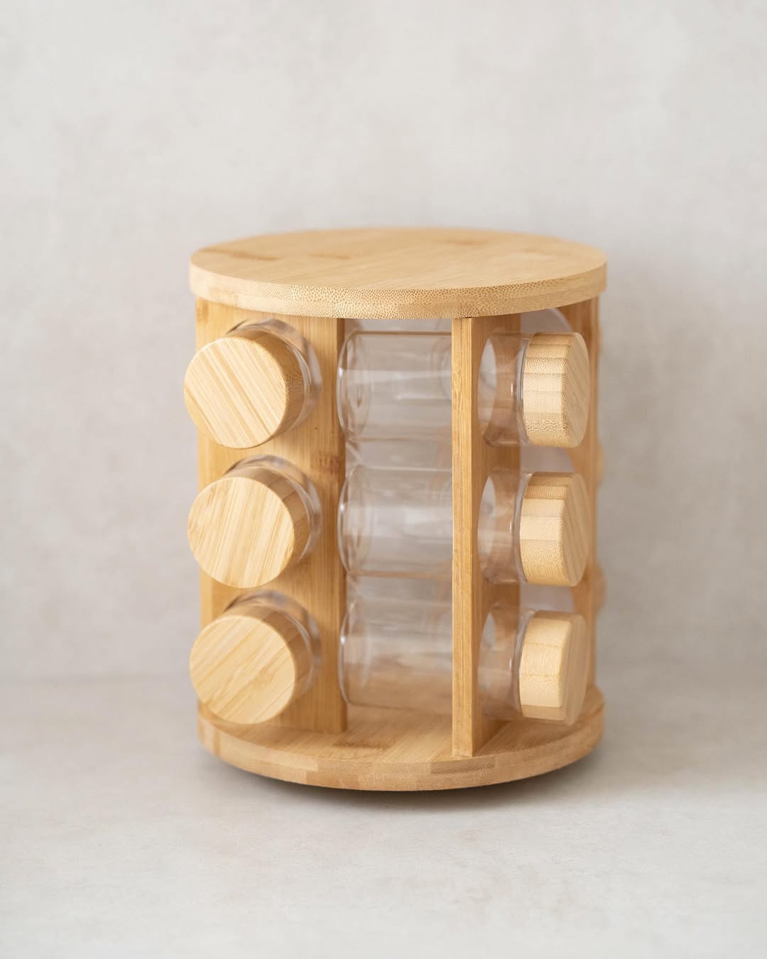 Set of 12 Spice Jars with Bamboo Rotating Stand