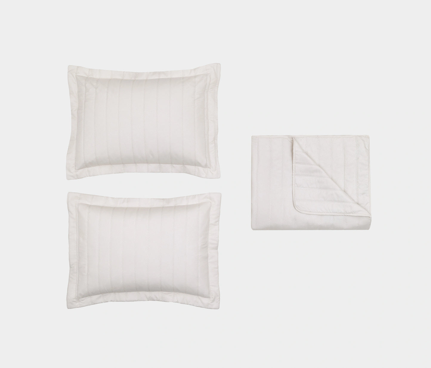 Faint Quilted Bedspread Set - Ecru