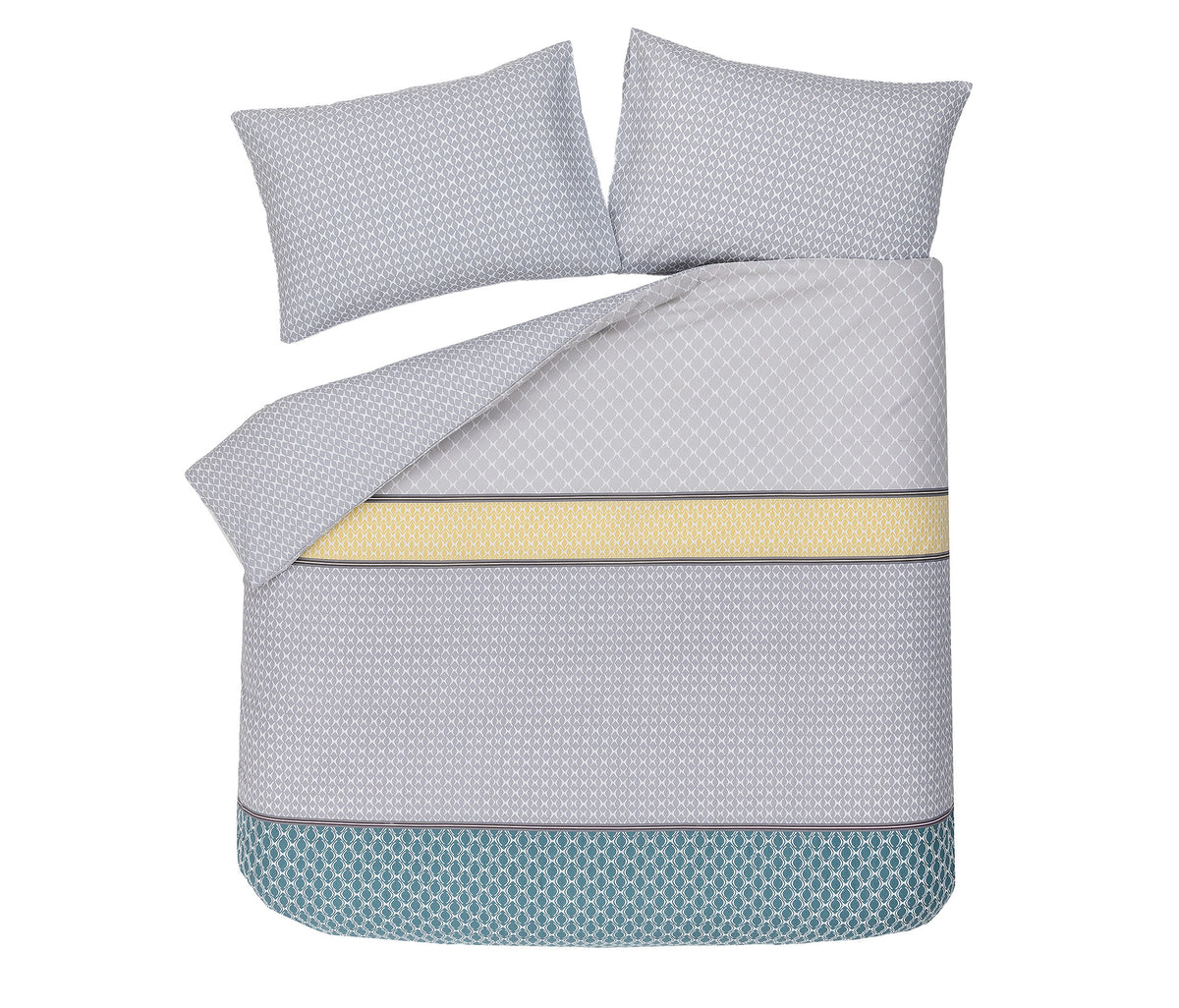 Hilaris Geometric Cotton Blend Duvet Cover Set - Gray