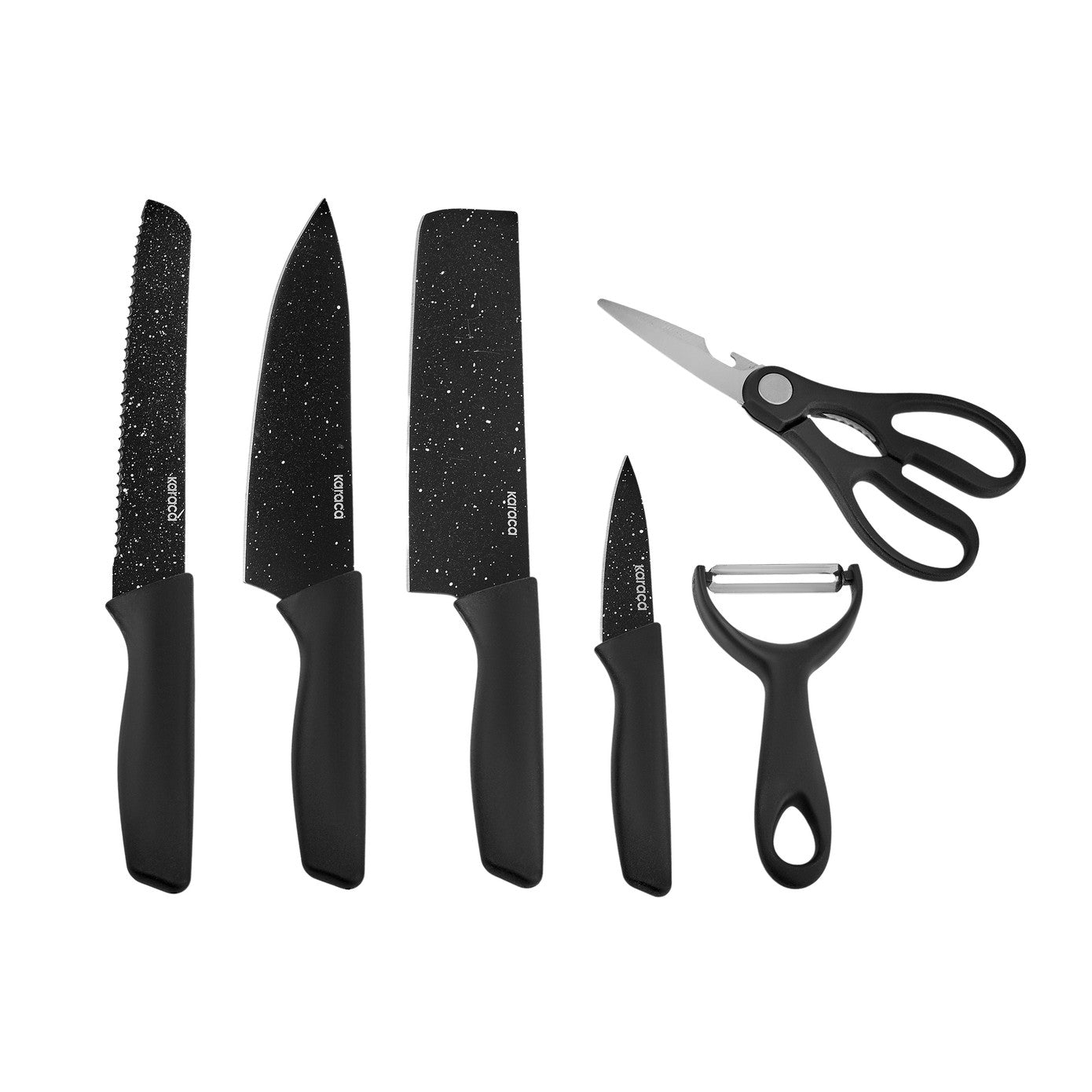 Black Stone 6 Piece Scissors and Peeler Knife Set