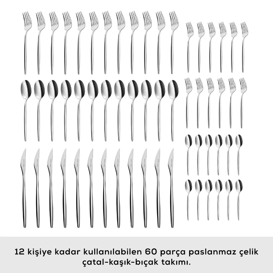 Lisbon Platinum 12 Person 60 Piece Cutlery Set