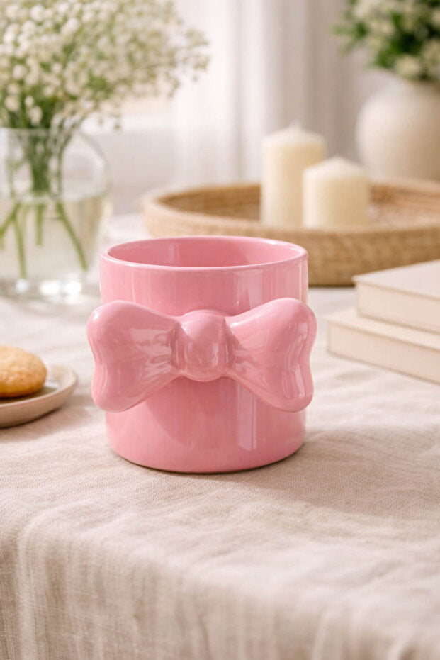 Handmade Ceramic Pink Bow Mug / Cup
