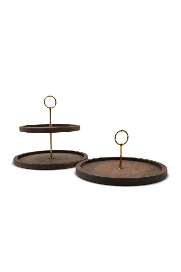 Handcrafted Wooden Presentation Stand 2 Piece Set - Gold