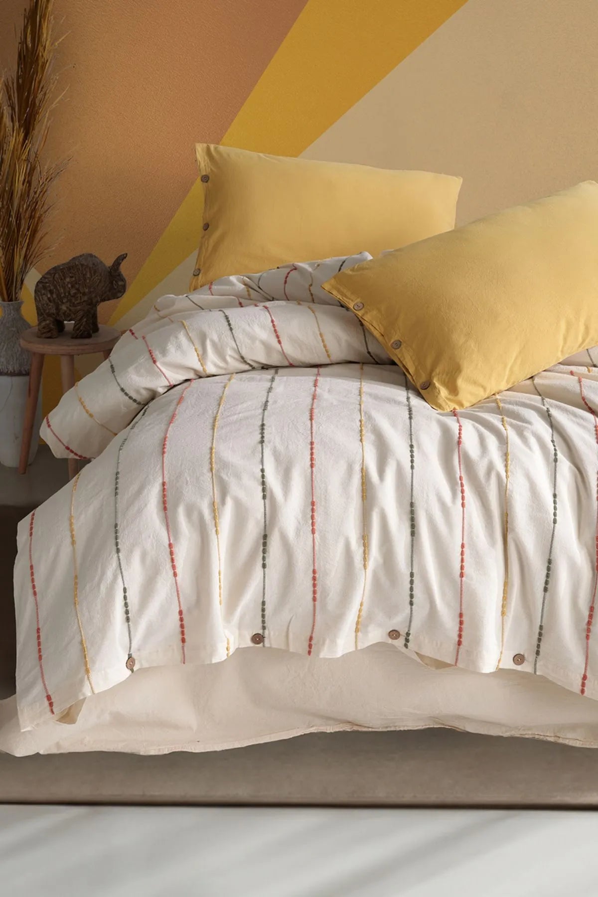 Iris 100% Cotton Washable Vintage Duvet Cover Set