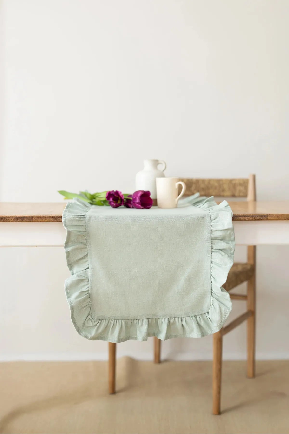 Ruffled Linen Runner 40 X 110 Cm