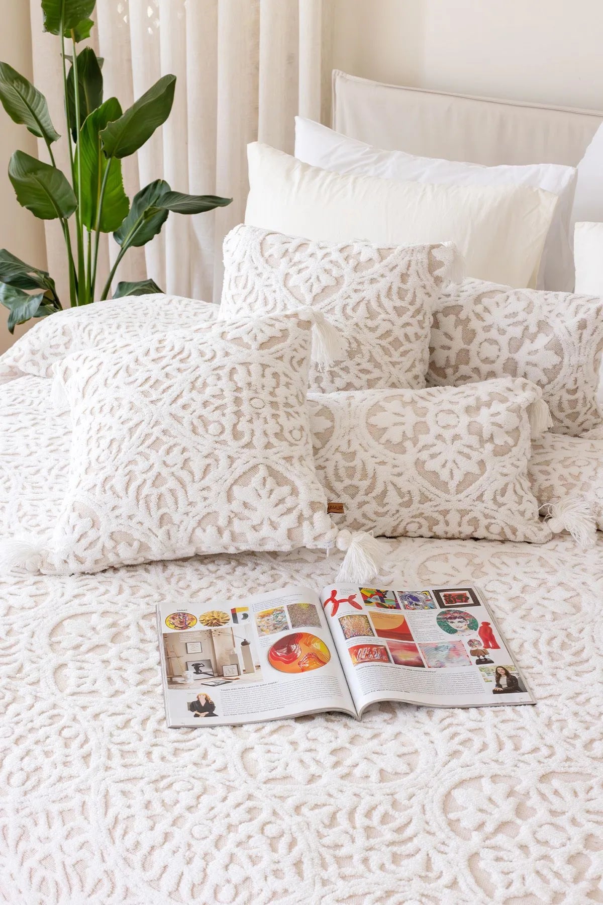Motive Scandinavian Bedspread Set Bohemian Pattern
