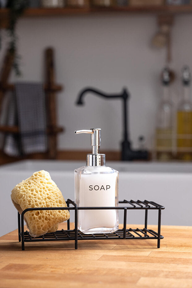 Tokyo Liquid Soap Dispenser with Metal Stand - Black