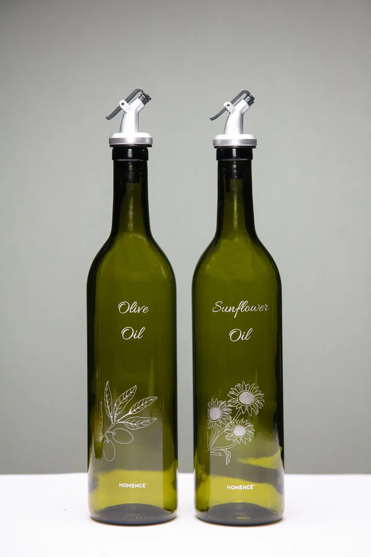Wooden Stand 2 Piece Oil Amber Glass Bottles 750 ml