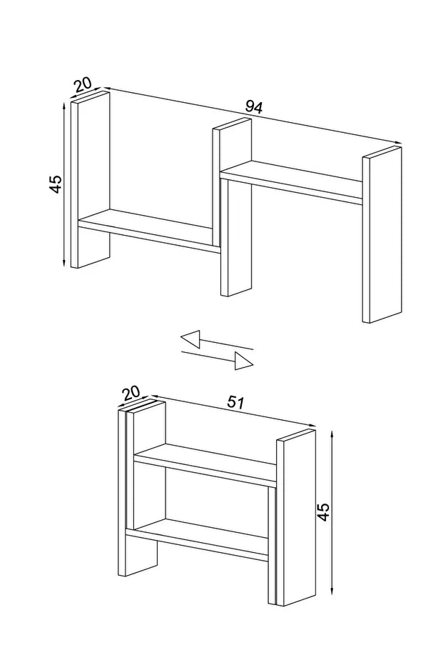2 Piece Adjustable Shelf