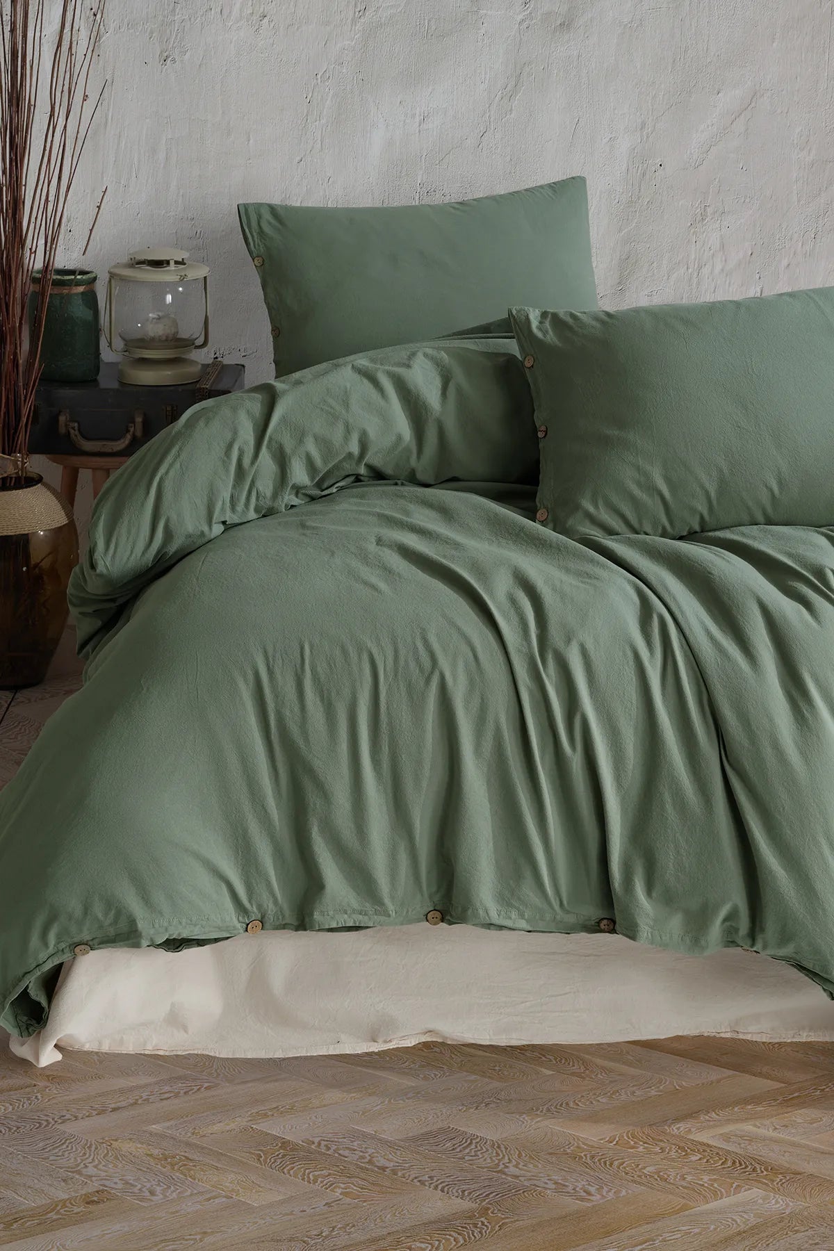 Olivy 100% Cotton Washable Vintage Duvet Cover Set
