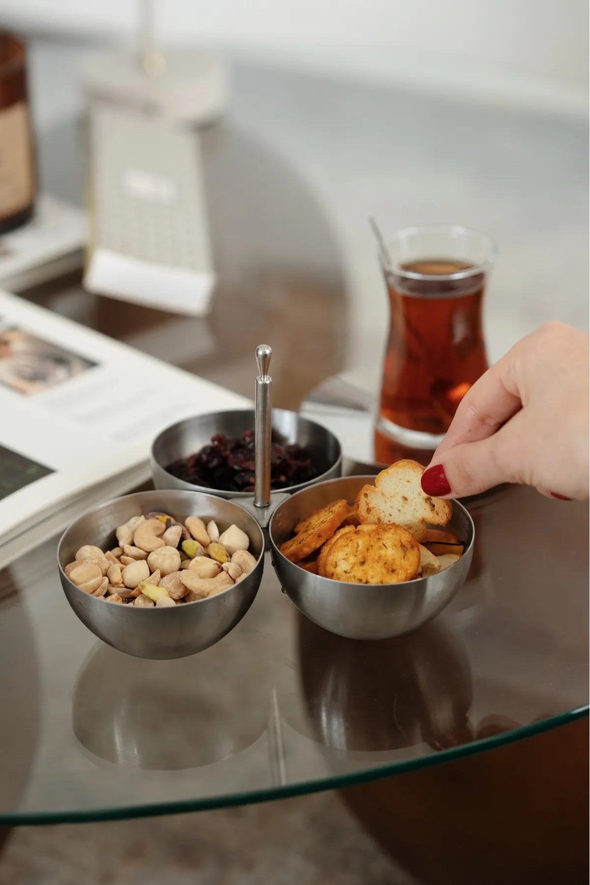 3 Piece Metal Matte Snack Bowl Stainless Steel