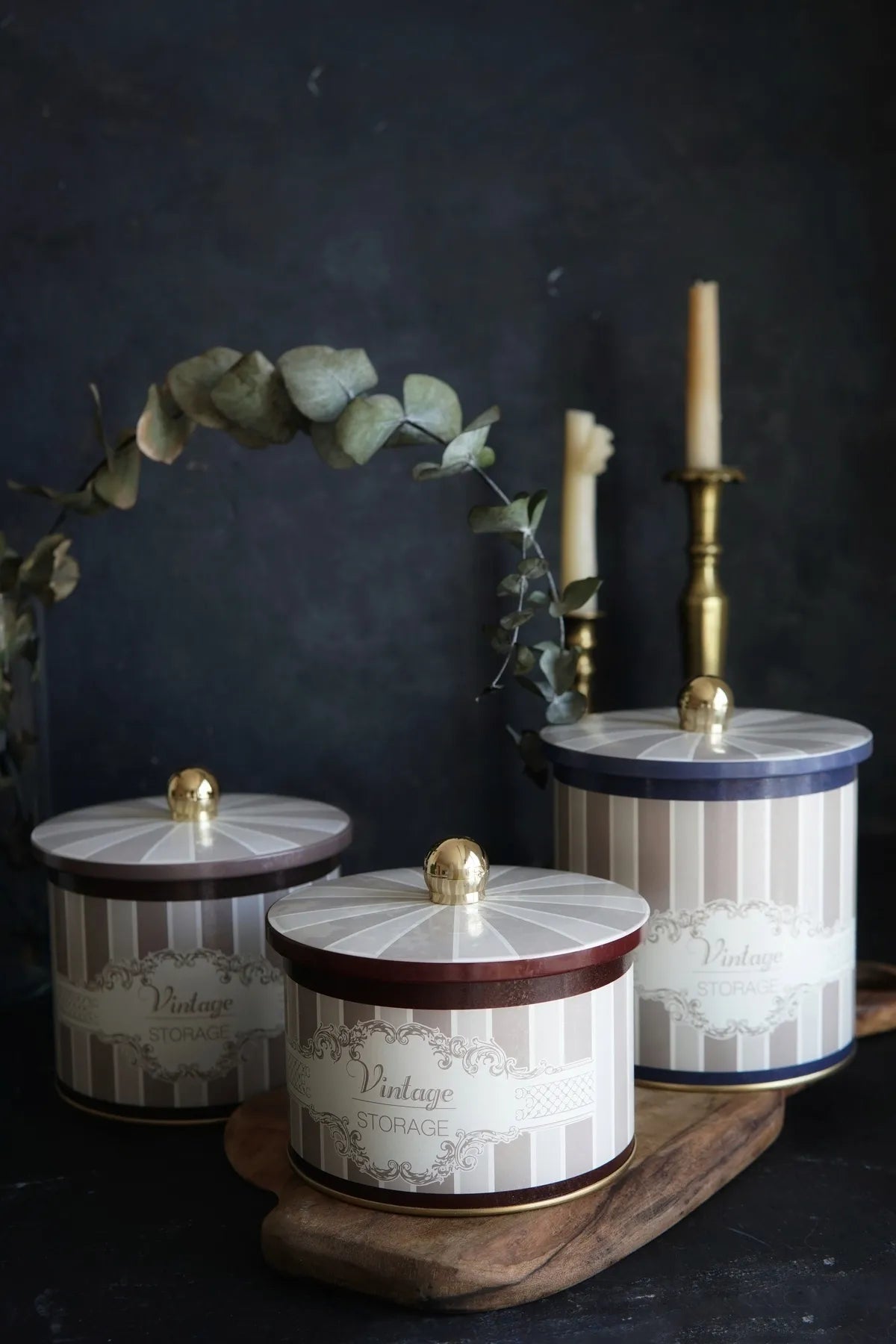 Vintage Elegance Metal Storage Containers 3 Piece Set