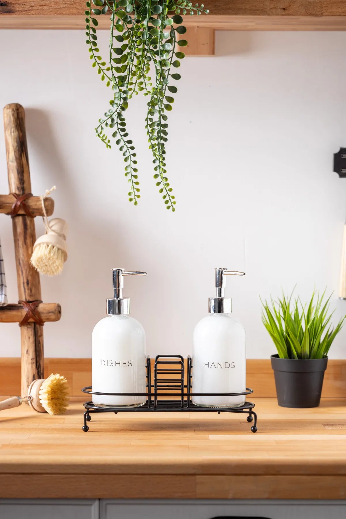 Nova Liquid Soap Dispensers with Metal Stand - Black