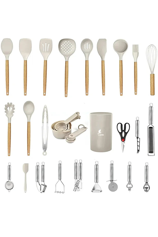 Marselis 35 Piece Wooden Silicone Kitchen Set