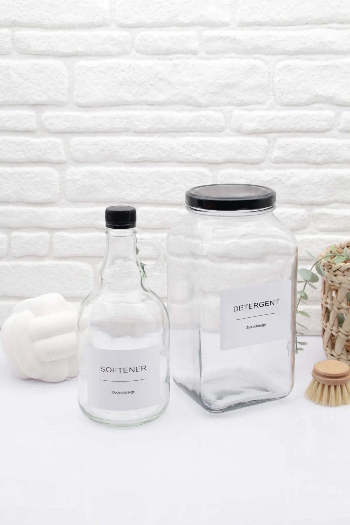 Black Lid Laundry Glass Storage Containers
