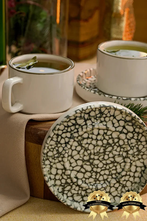 Nature Porcelain Tea/Cappuccino Cup 2 Person Set