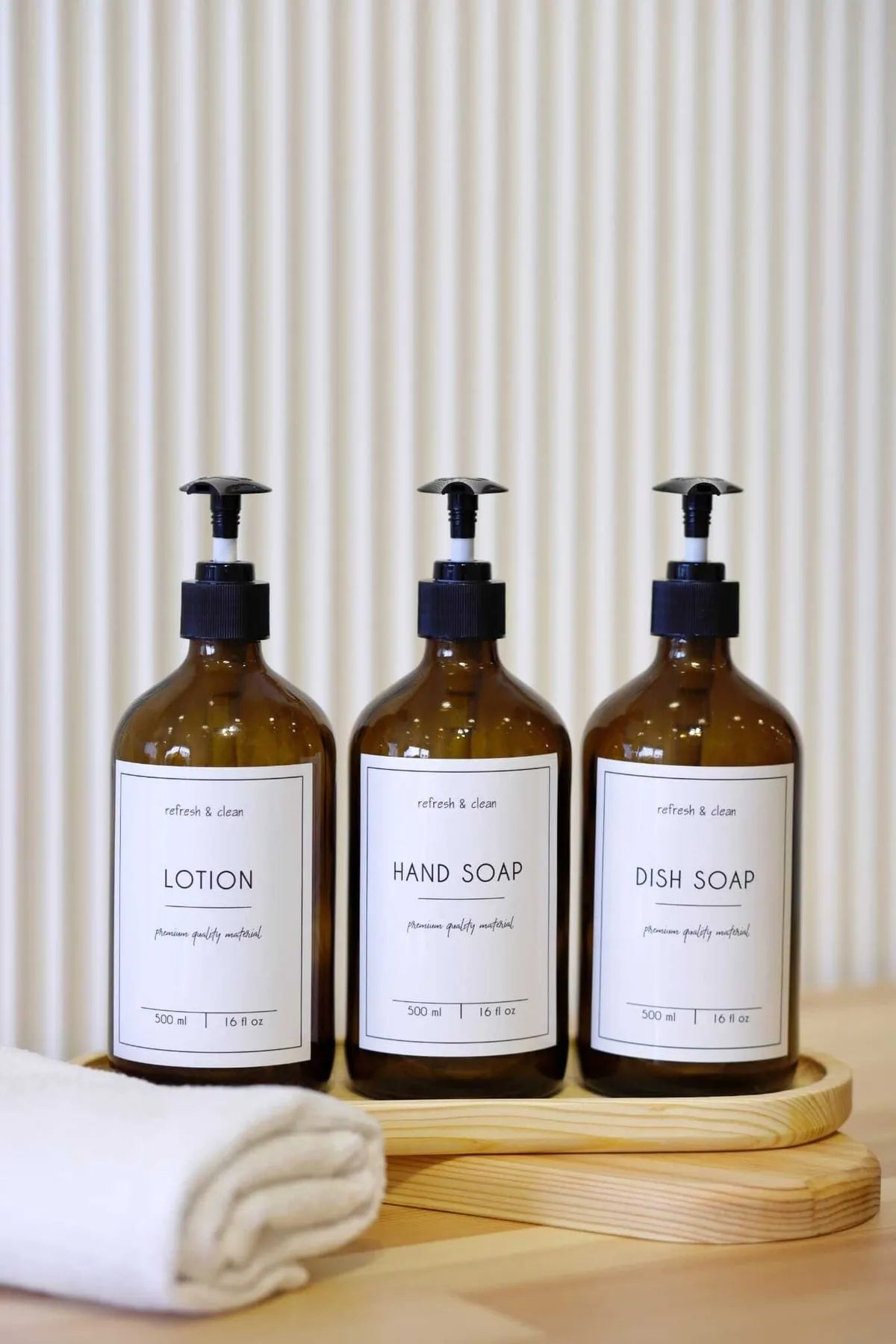 Soap Dispenser 3 Piece 500 ml Glass Amber Set