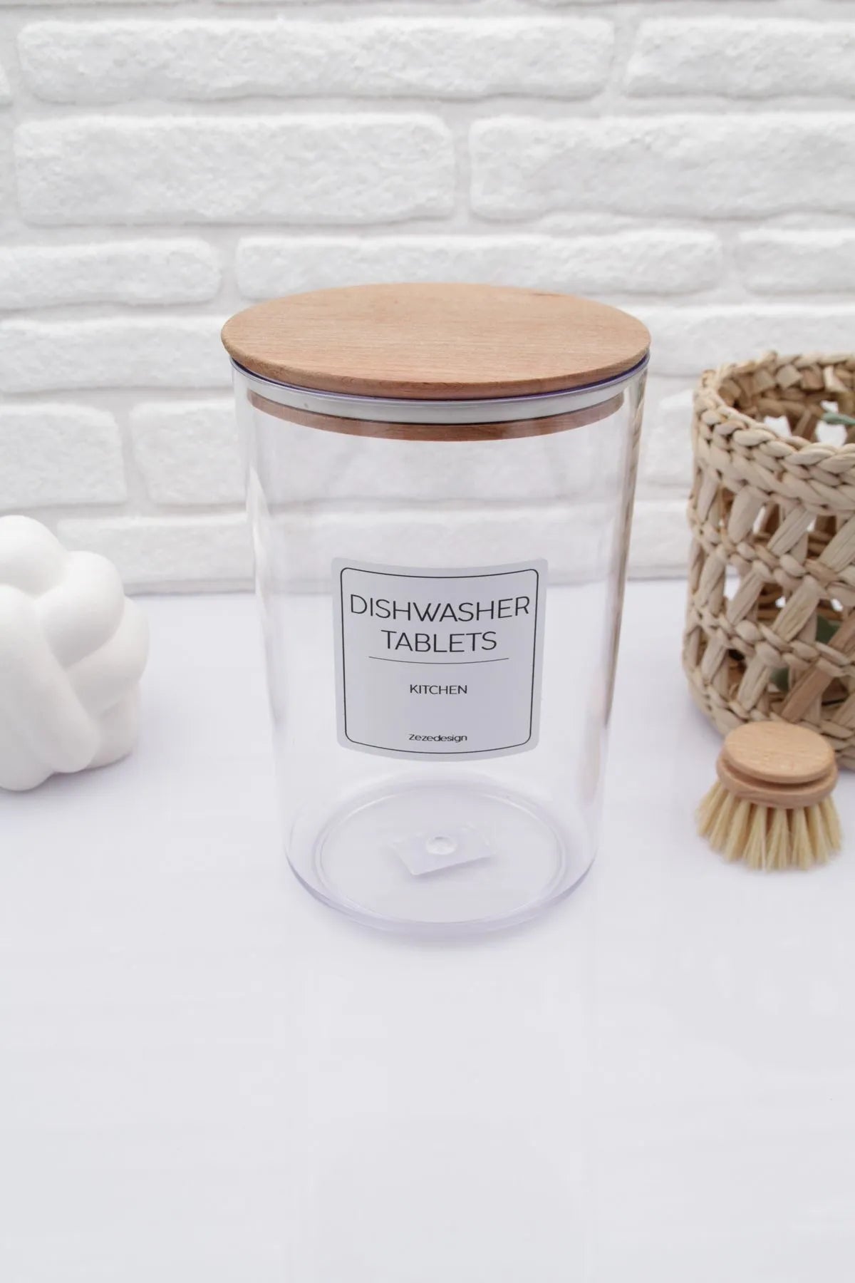 Wooden Lid 1 Piece Laundry Jar