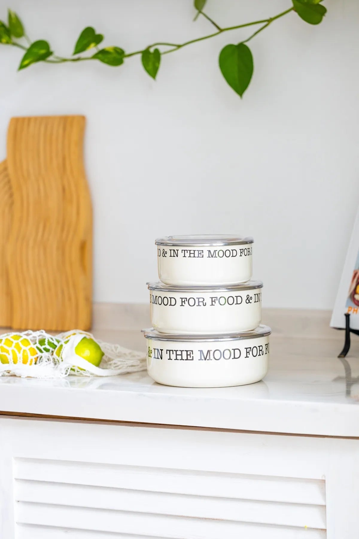 Mood 3 Piece Enamel Vacuum Lid Storage Container Set