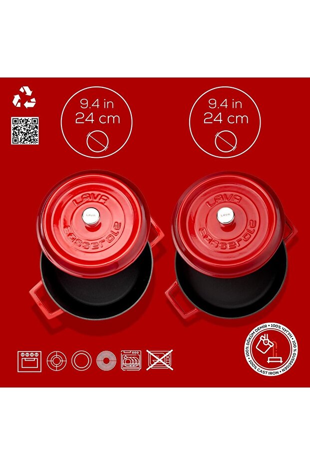 Cast Iron Round Deep and Shallow Piece Cookware Set