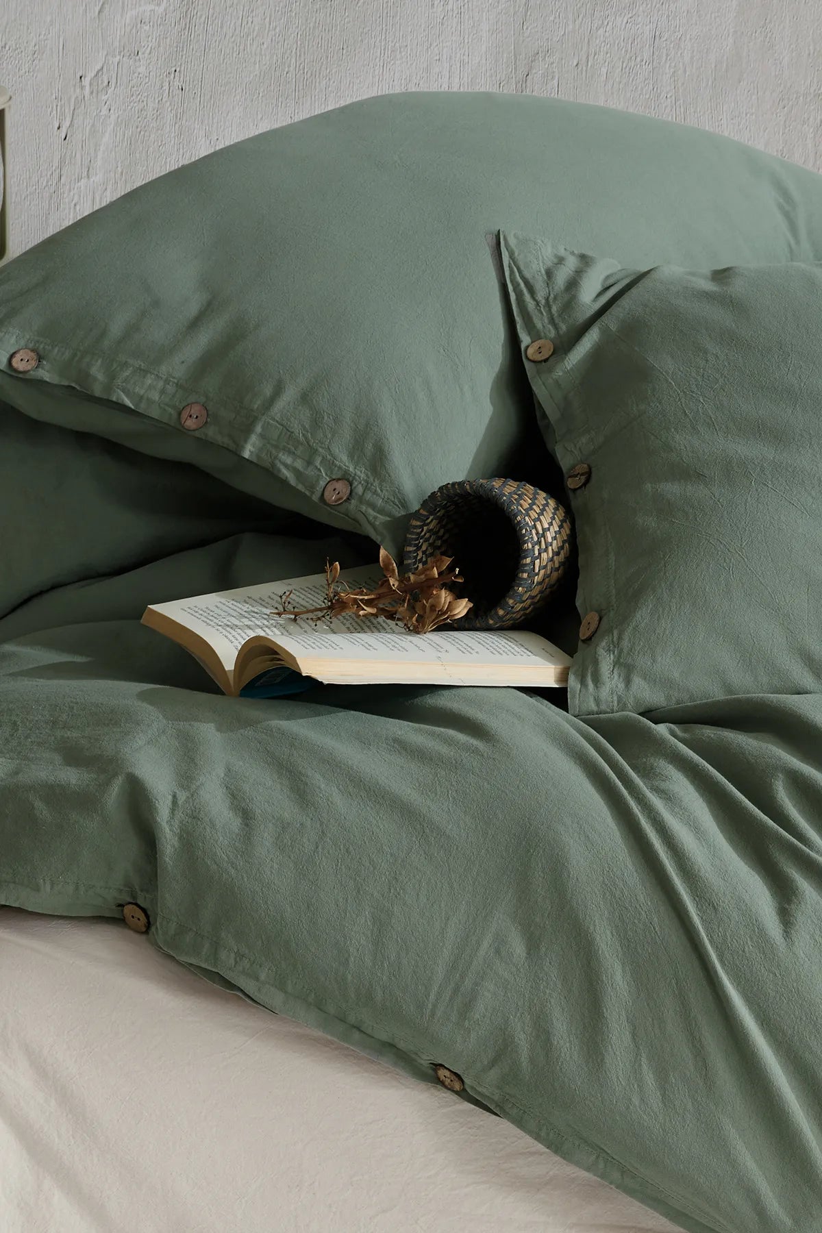 Olivy 100% Cotton Washable Vintage Duvet Cover Set