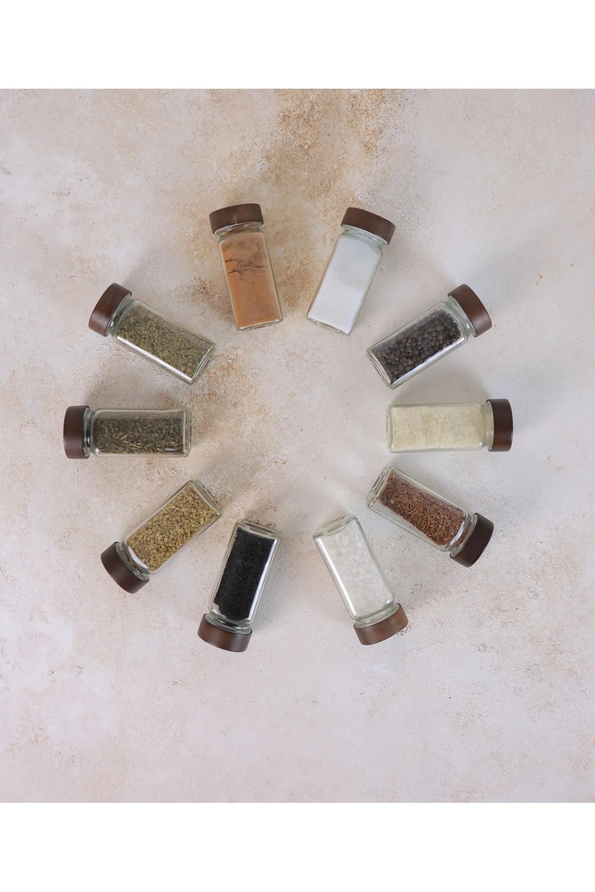 Set of 12 Dark Acacia Lidded Square Spice Jars
