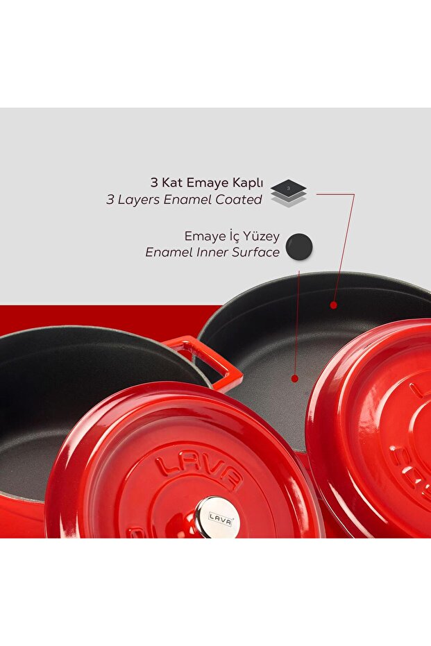 Cast Iron Round Deep and Shallow Piece Cookware Set
