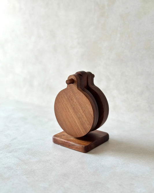 4-Piece Acacia Stand Coaster & Trivet