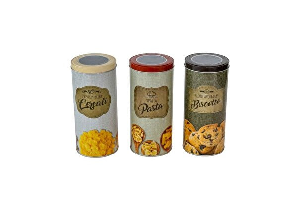 Italia 3 Piece Large Metal Food Storage Container Set