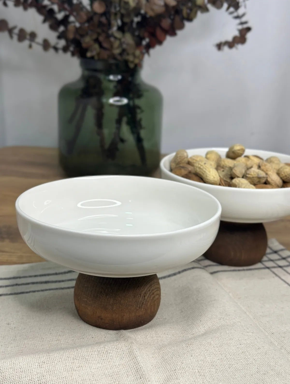 Wooden Legged Porcelain Bowl