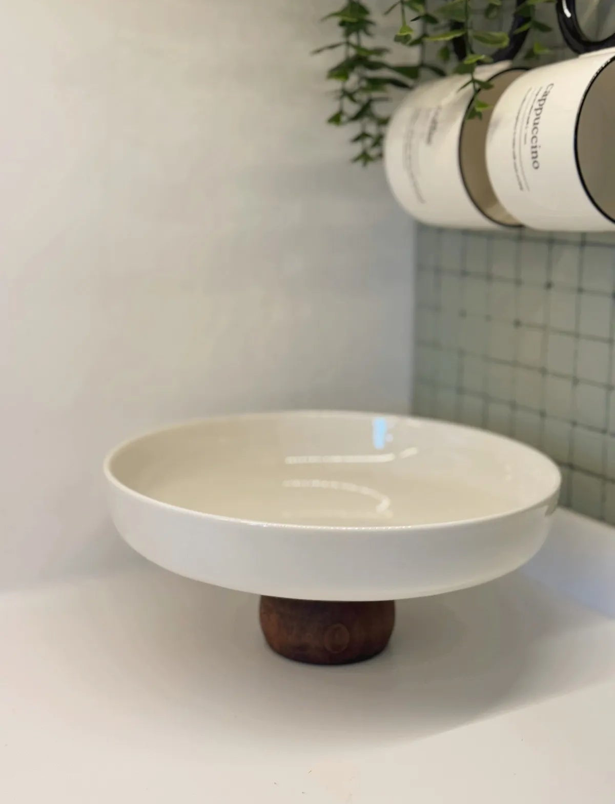 Wooden Legged Porcelain Bowl