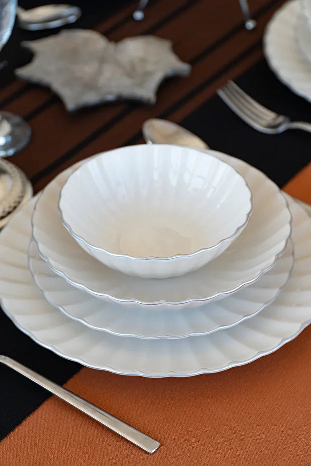 Derya Platinum 24 Piece Plain Dinner Set for 6 People
