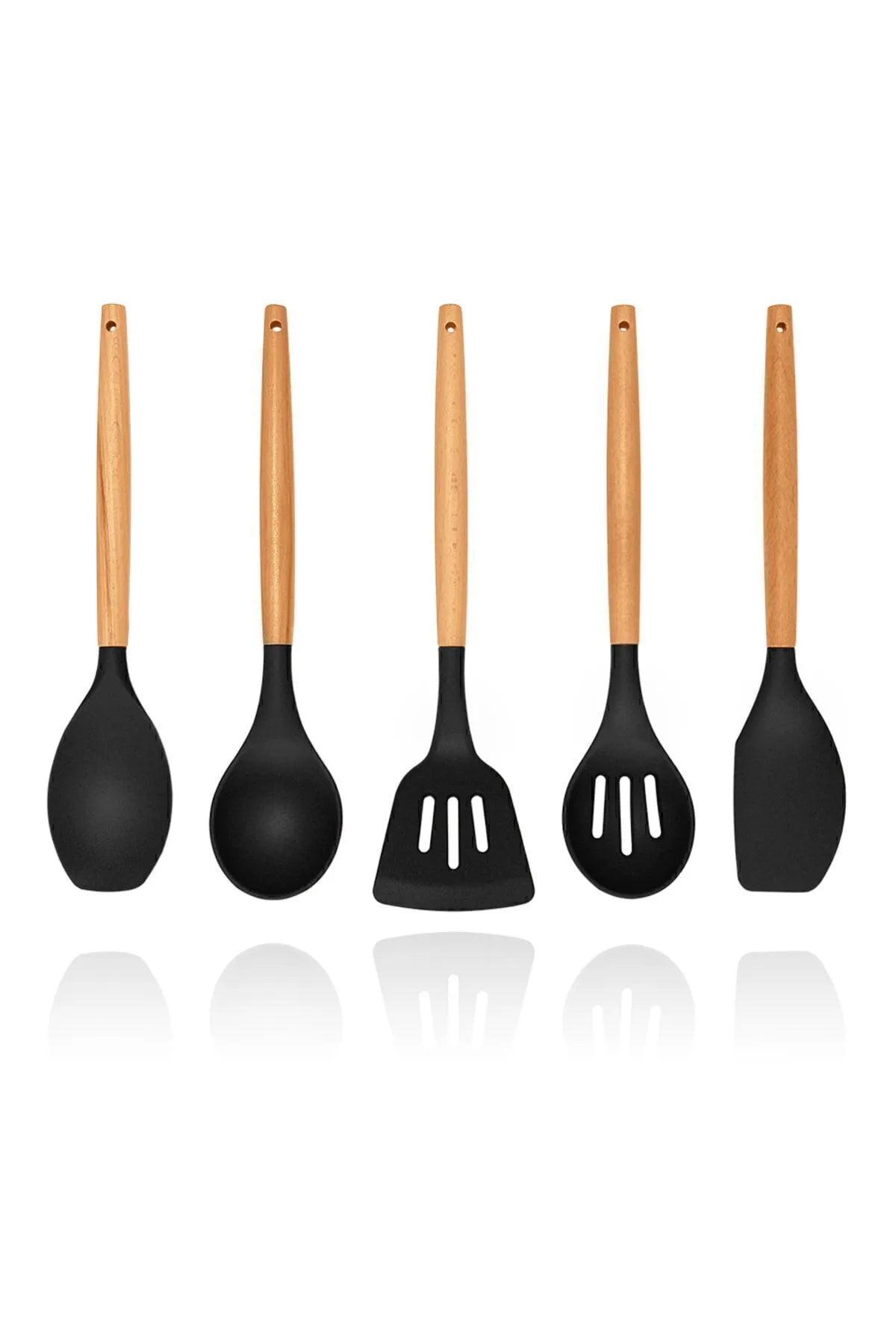 Lingo Bamboo 5 Piece Silicone Kitchen Set