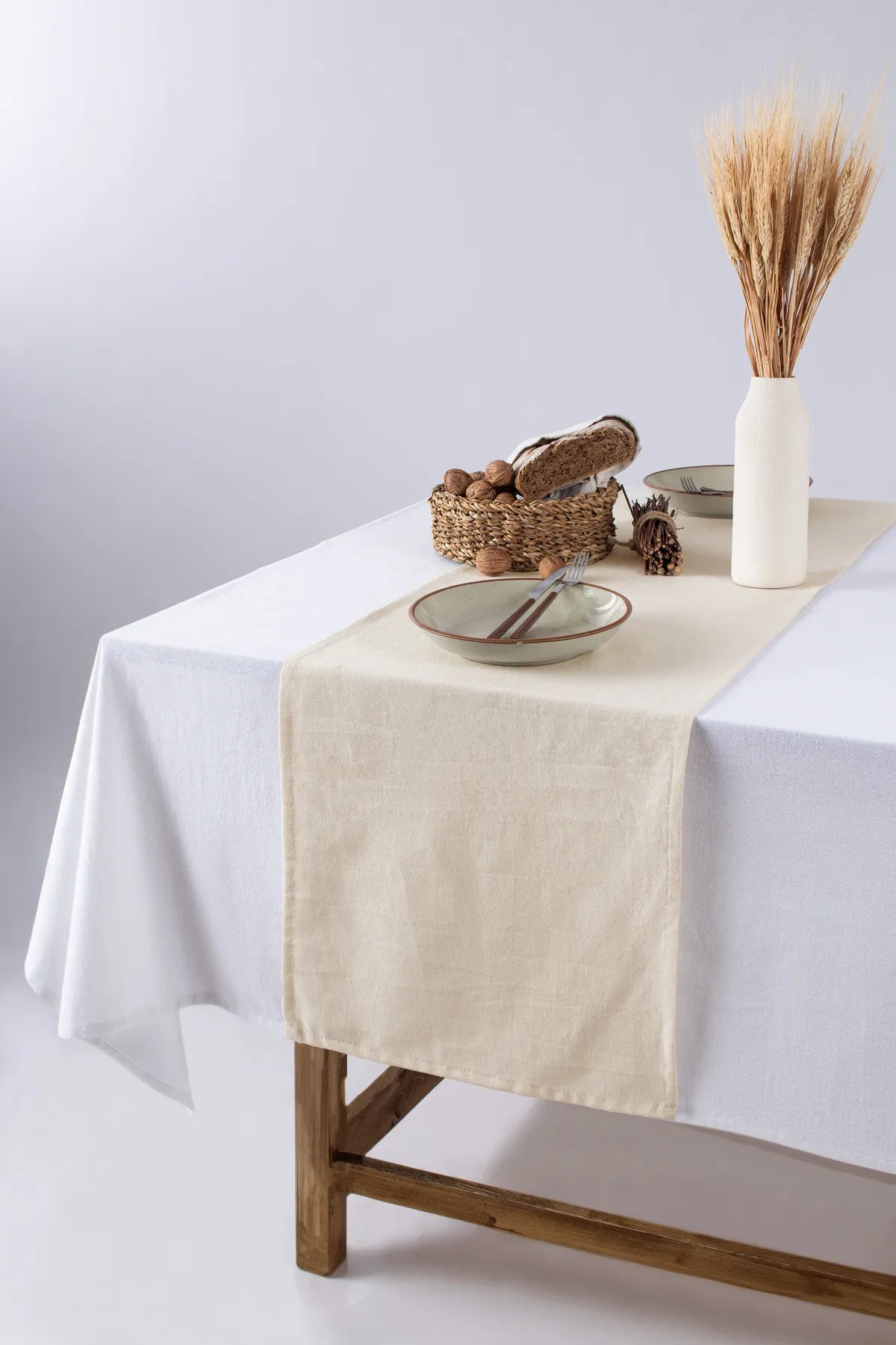 Organic Raw Texture Linen Runner 40 X 150 Cm