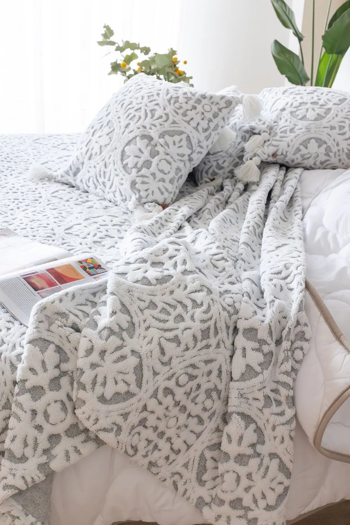 Motive Scandinavian Bedspread Set Bohemian Pattern
