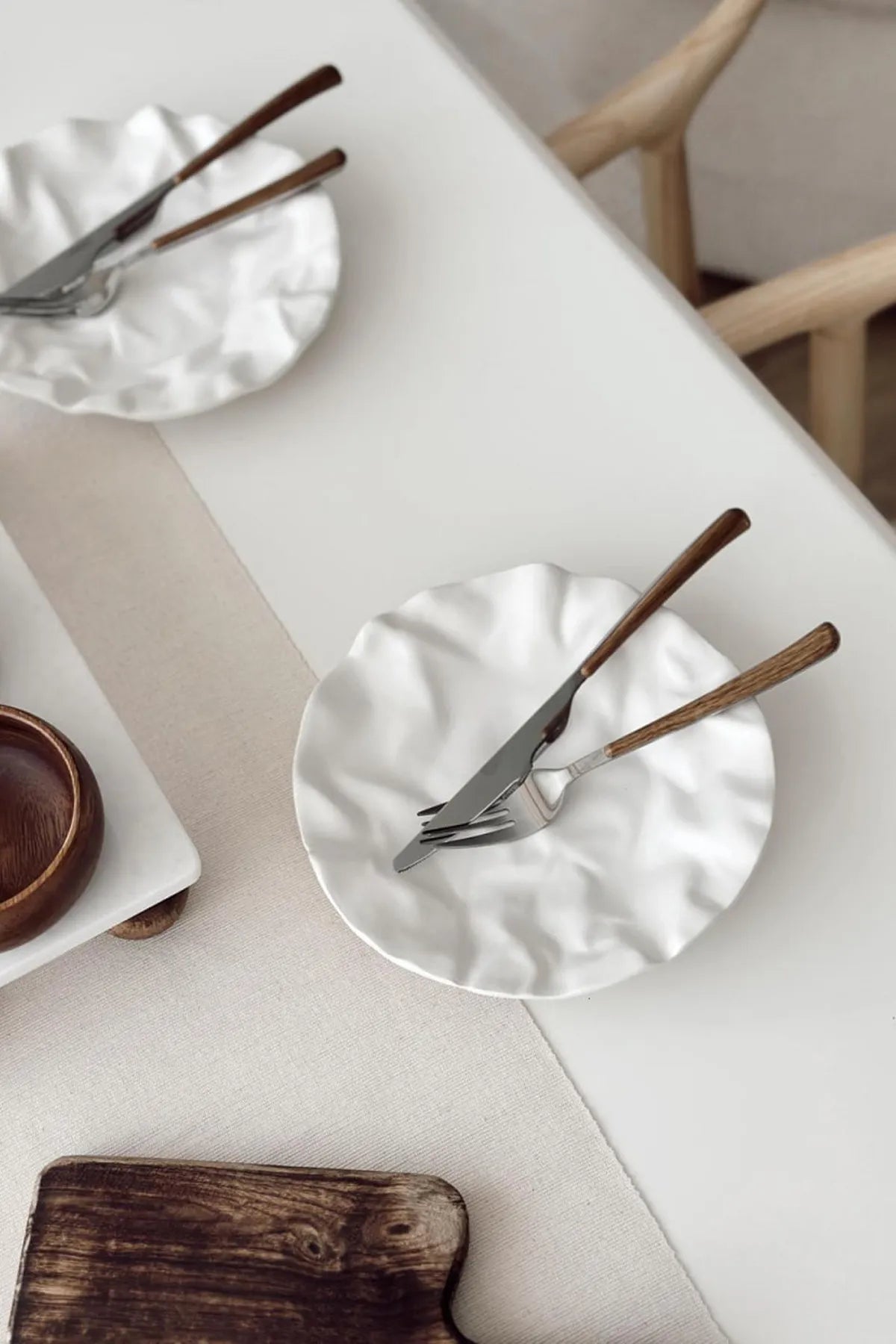 4 Piece Set 19cm - Matte Ceramic Wrinkled Design Handmade Plates