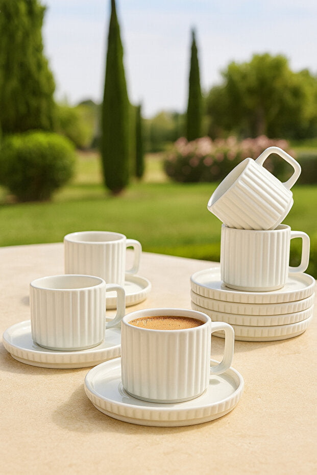Striped Saturn Modern Coffee Cup 6 Person Set