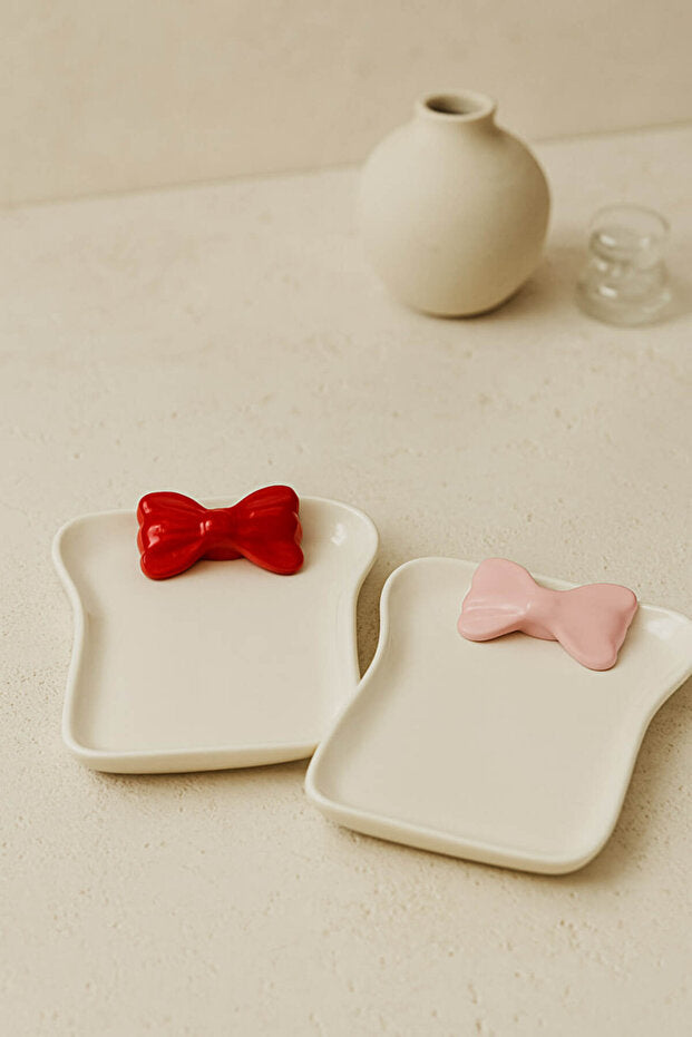 Bow Detail 2 Piece Ceramic Slice Plate