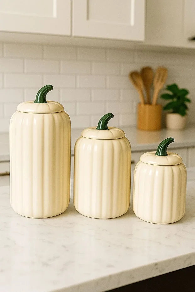 3 Piece Pumpkin Jar Set