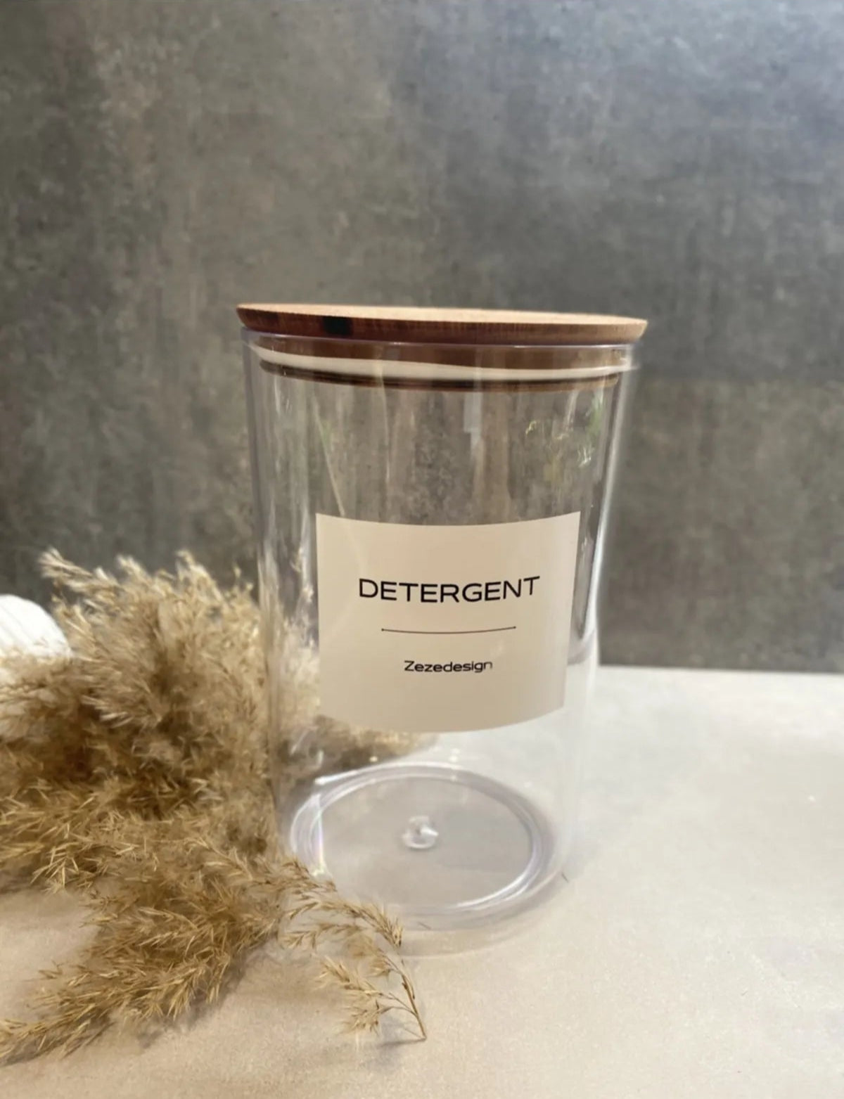 Wooden Lid 1 Piece Laundry Jar